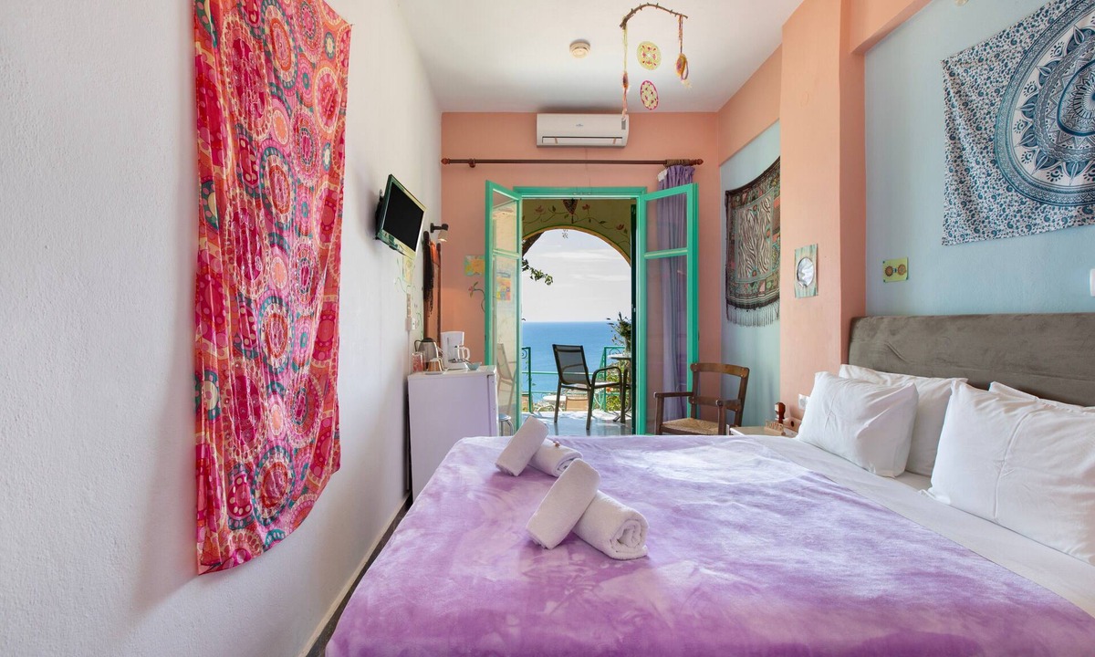 Agia Galini Bed & Breakfast | Bed and Breakfast 'Double Room No 102 Sea View' with Sea View, Wi-Fi and Air Conditioning