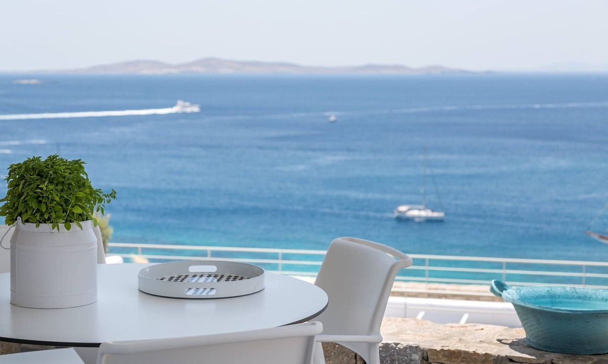 Tourlos Villa | Villa Hydrionae, Divine Sea Views, Private Furnished Terrace, Shared Pool,.