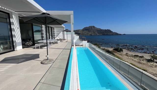 beachfront villa nostos plakias sea view private pool
