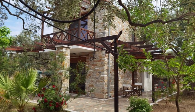 Elea stone houses, villa "palm" in bio olive grove, at Thassos Island