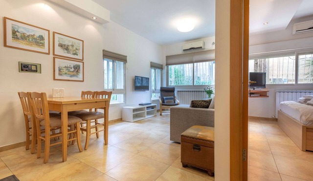 This ground floor one bedroom Apt is a perfect rental with just a few stairs in Jerusalem